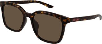 Gucci Sunglasses, unisex, Brown, Size: 55 MM Rectangular Sunglasses