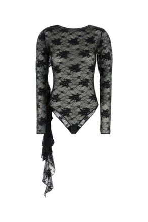 Oséree Black Stretch Lace Bodysuit