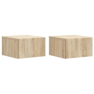 vidaXL Mesita De Noche De Pared 2 Pcs Roble Sonoma 33 X 34,5 X 20 Cm Vidaxl