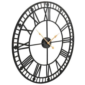 Berkfield Home Vintage Wall Clock with Quartz Movement Metal 60 cm XXL in Black