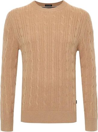 HUGO BOSS Hugo, Round-neck Knitwear, male, Brown, Size: XL Maglia a girocollo