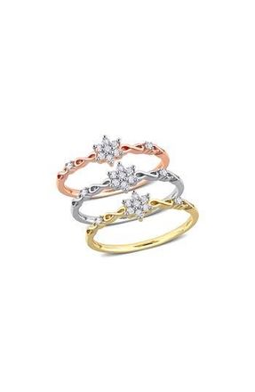 Delmar Set Of 3 Floral Diamond Rings - 0.27ct. in Multi at Nordstrom Rack, Size 6