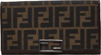 Fendi Zucca Brown Canvas Leather Long Wallet (Bi-Fold) (Pre-Owned)
