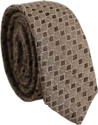 Dolce & Gabbana Patroon Zijden Verstelbare Strikdas - Heren - Stropdassen - Bruin - ONE Size - Wol - Accessoires