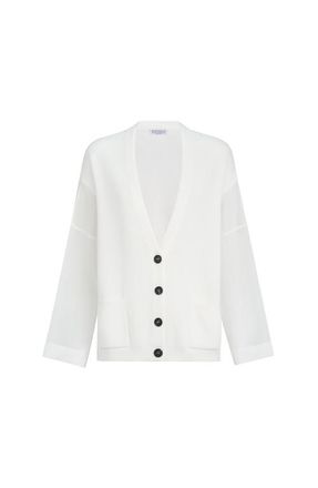 Brunello Cucinelli Rib knit cardigan in White at Nordstrom, Size Xx-Small Eu
