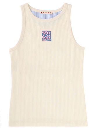 Marni Ribbed Tank Top Contrasting Logo Patch