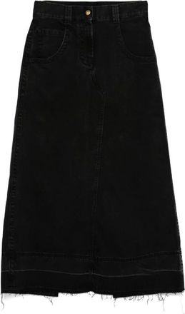 Palm Angels Denim Skirts, female, Black, Size: W27 Long Denim Split Skirt