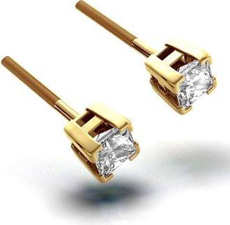 The Diamond Store 18K Gold Princess Lab Diamond Earrings - 0.50CT - F/VS - 3.4mm