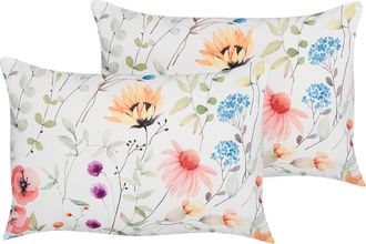Beliani Beliani - Conjunto De 2 Cojines De Jard&iacute;n Almohada De Exterior 40 X 60 Cm Poli&eacute;ster Estampado Floral Multicolor Monesi
