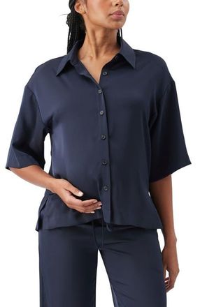 Ripe Tamara Satin Shirt in Midnight at Nordstrom, Size X-Large