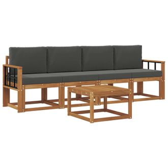 vidaXL Conjunto De Sof&aacute;s De Exterior 5 Pcs Natural Y Antracita Vidaxl