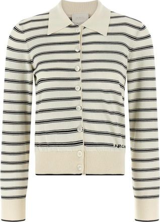 A.P.C. Cardigans, female, Multicolor, M, Striped Cotton Cardigan