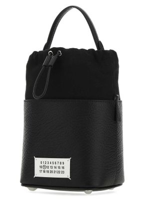 Maison Margiela Womens Black Leather And Canvas Mini 5ac Bucket Bag T8013 Borse A Secchiello
