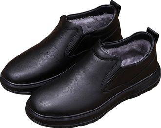 Generic Mens Dress Shoes Slip On Loafers Business Classic Leather Party Wedding Warm Moccasins for Male (Black,8.5)
