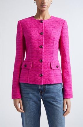 St. John Cotton Blend Tweed Jacket in Hot Pink at Nordstrom, Size 10
