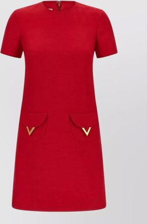 Valentino virgin wool and silk short-sleeve knee-length dress