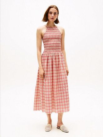 Tommy Hilfiger Shirred Sleeveless Midi Dress