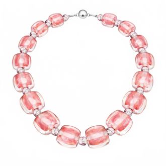 Gold & Honey Womens For Brunch Beaded Lucite Necklace In Watermelon Marble