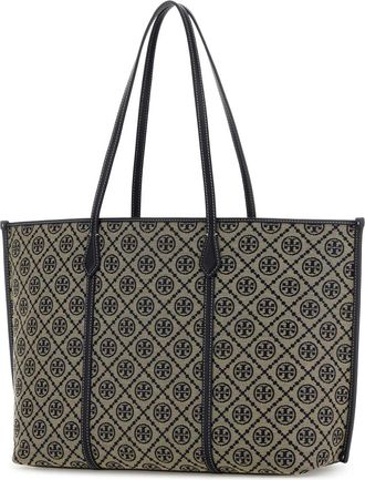 Tory Burch Womens Perry Tote Beige Body Cotton Polyester