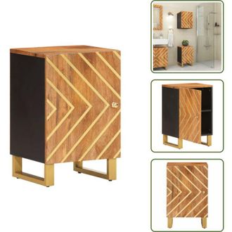 vidaXL Armadio in legno - vidaXL Mobiletto da Bagno Marrone e Nero 38x33,5x58 cm Legno di Mango