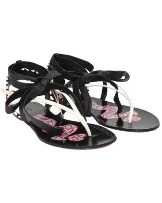 Alaia ALA&Iuml;A Mens Crepe-satin Graphic Print Gladiator Sandal (Authentic Pre-Loved)