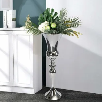 OEM Jarr&oacute;n De Suelo, Jarr&oacute;n Para Flores, Jarr&oacute;n Grande De Metal, Jarr&oacute;n Tipo Cuenco, Jarr&oacute;n De Mesa De Hierro, Jarr&oacute;n Decorativo, Jarr&oacute;n Moderno De Plata,