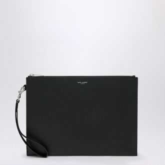 Saint Laurent Tablet holder in black grain de poudre leather