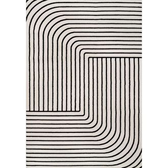 Jonathan Y Designs Odense High-Low Minimalist Angle Geometric Indoor/Outdoor Area Rug in Black/white at Nordstrom, Size 8Ft 0In X 10Ft 0In