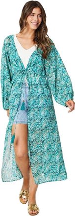 Wallis Geo Print Mirror Detail Kimono, M, turquoise
