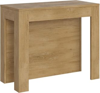 ITYhome Consola extensible 90x42/290cm efecto madera roble natural