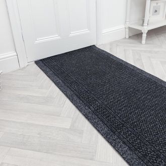 Runrug Hallway Carpet Runner Rug - Hardwearing & Durable, 7mm - Aztec in Black | Size: 66 cm x 420 cm