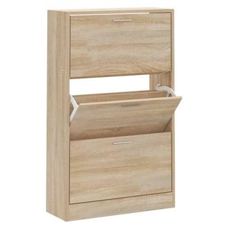 Berkfield Home Shoe Cabinet Sonoma Oak 63x24x103 cm Engineered Wood in Tan | Size: 63 x 24 x 103 cm