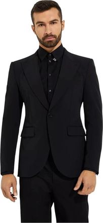 Dolce & Gabbana Zwarte single-breasted blazer - Heren - Blazers - Zwart - L - Leer - Jassen