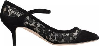 Dolce & Gabbana Black Mary Jane Taormina Lace Pumps Womens Shoes