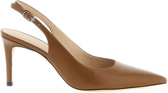 Stuart Weitzman Brown Solid Pointed Toe Pumps