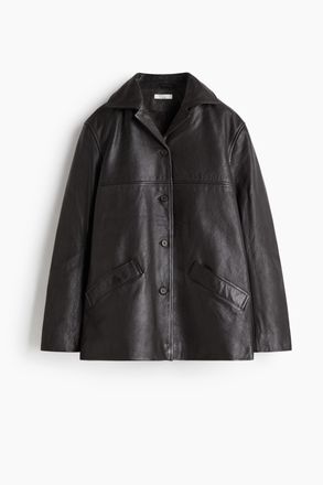 H&M Lederjacke - Dunkelbraun