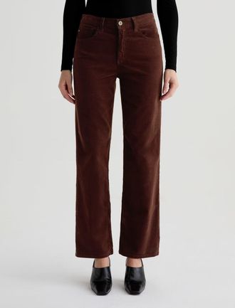 AG - Adriano Goldschmied Womens Brinley Corduroy Mid-Rise Straight Pants In Coffee Bean