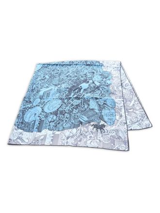 Herm&egrave;s 2020s Carre Des Chevaux Sous Le Capot 140 scarf - women - Cashmere/Silk - One Size - Blue