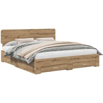 vidaXL Bed Frame with Drawer Artisan Oak 180 x 200 cm Engineered Wood vidaXL