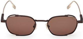 Ermenegildo Zegna 52mm Geometric Sunglasses in Dark Brown/light Brown at Nordstrom