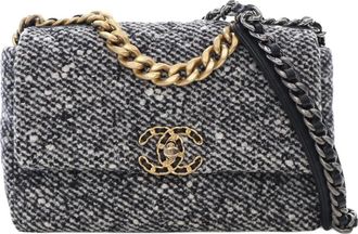 Chanel 2021-2025 Medium Tweed 19 Flap satchel - women - Fabric - One Size - Grey