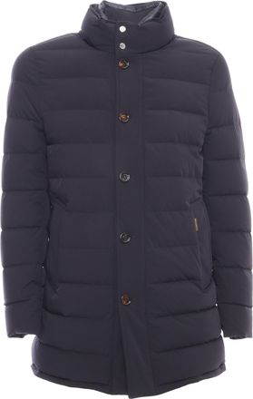 Moorer Calegari-KN Dark Blue Single-Breasted Water-Repellent Quilted Jacket