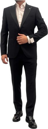 Luigi Bianchi Mantova Elegant Smoking Kostuum - Heren - Business pakken - Zwart - 2XL - Wol - Kostuums
