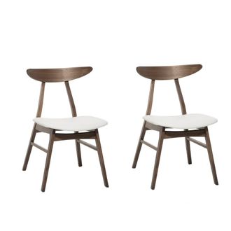 Beliani Conjunto de 2 sillas de comedor Madera oscuro y Piel sint&eacute;tica Blanco