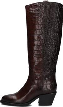 Shabbies Amsterdam Schoenen, Dames, Bruin, 37 EU, Leer, Bruine Krokodillenprint Kuitlaarzen