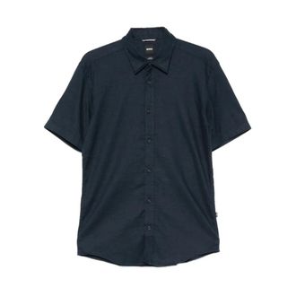 HUGO BOSS Heren, Overhemden, Blauw, Maat: XL Linnen