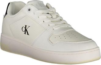 Calvin Klein Logo-Embroidered Leather Sneaker - White