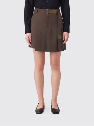 sacai Shorts plissettati in lana a vita alta con orlo asimmetrico