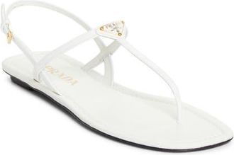 Prada Triangle Logo Sandal in Bianco at Nordstrom, Size 10.5Us