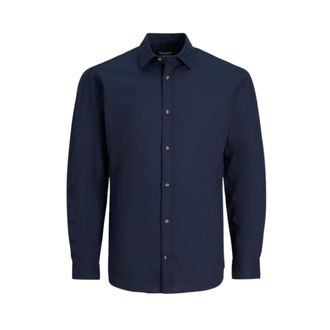 Jack & Jones Slim Fit Overhemd Navy - Heren - Casual Overhemden - Blauw - XS - Katoen - Overhemden